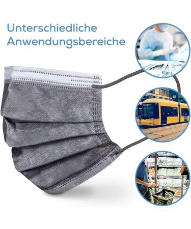 Beurer MM 15 Type IIR Medical Face Mask - 3-Layer Protection Heat Absorbing Gray - 10 Pieces | Made in EU International Shipping - Buy Online on SooperMarket.com