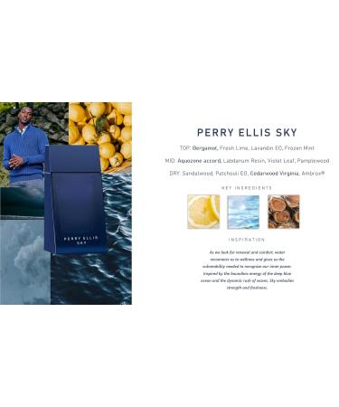 Perry Ellis Sky 3.4 fl oz EDT - Cologne for Men - fresh aquatic citrus - bergamot lime mint violet sandalwood cedarwood - Buy Online on SooperMarket.com