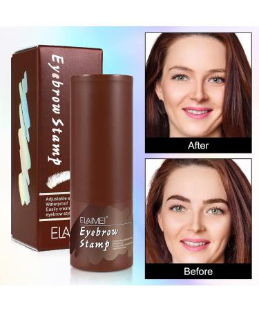 Waterproof Eyebrow Stamp Stencil Kit - 24 Stencils, Brush, Trimmer (Dark Brown) - Buy Online on SooperMarket.com
