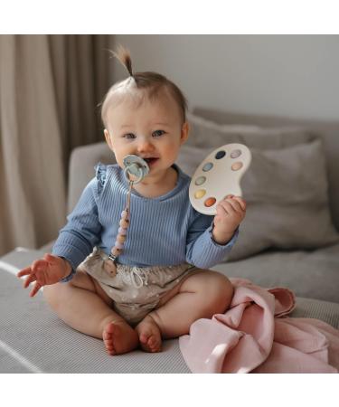 FRIGG Daisy Natural Rubber Baby Pacifier 2-Pack - Dusty Rose/Lily Pad 0-6 Months (BPA-Free, Made in Denmark) - Buy Online on SooperMarket.com