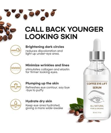 Caffeine Eye Serum for Dark Circles Organic Caffeine Eye Lifting Serum Anti Aging Under Eye Serum Caffeine Eye Cream for Dark Circles and Puffy Eyes Skincare Anti Wrinkle Eye Bag Removal - Buy Online on SooperMarket.com