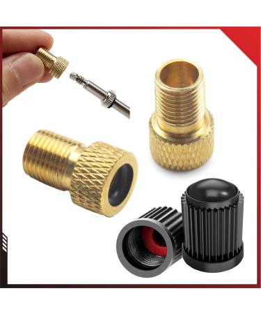 Pitlane Performance bicycle valve adapter set Brass adapter for Presta valves 2 Presta-Schrader adapter + 2 valve caps for bicycles e-bikes scooter and much more.(4er set)