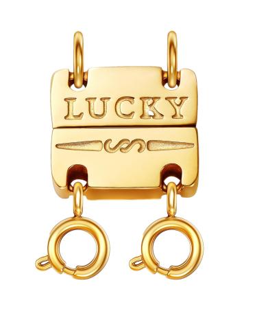 Dailyacc Lucky Necklace Layering Clasp 18K Gold and Silver Strong Multiple Necklace Clasps For Layered Separator Double - Glod