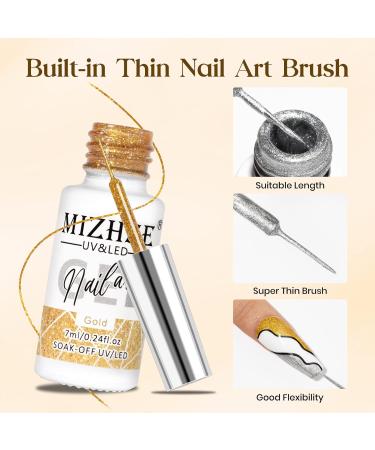 MIZHSE Nail Art Gel Liner Polish Set UV Gel Nail Polish 4 Colours Nail Art Kit French Manicure Gel Polish For DIY Nail Studio Black White Nail Polish Glitters Nail Art Gel 7ml*4 - Buy Online on SooperMarket.com