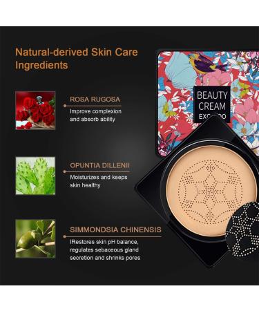 NUIBO 2 Pack Mushroom Head Air Cushion CC Cream Foundation with Sponges - Natural Matte Finish - Buy Online on SooperMarket.com