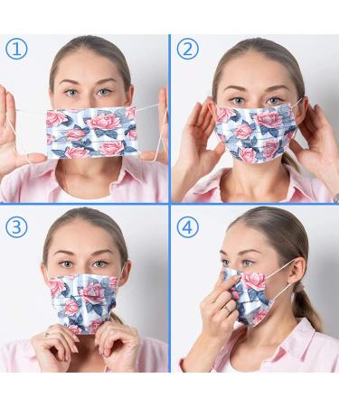Happy Mother's Day Flower Disposable Masks - 50 Pcs 3-Ply Nonwoven Breathable & Comfortable Gifts for Women Mom - Multicolored 50 Count - Buy Online on SooperMarket.com