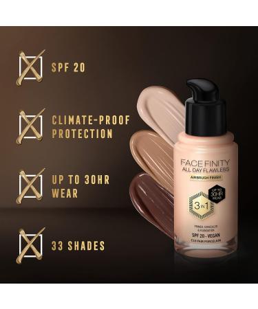 Max Factor Facefinity 3-in-1 All Day Flawless Liquid Foundation SPF 20 - Fair Porcelain 30 ml - Buy Online on SooperMarket.com