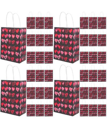 ULTECHNOVO 40 Pcs Valentine's Day Tote Paper Storage Bags Paper Favor Bags Kids Birthday Paper Goodie Bags Valentines Treat Bag Goodie Bags for Kids Valentine Bags with Handles Handheld Gift 1 count (Pack of 1) As Shown 2x4pcs
