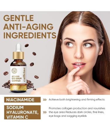 Caffeine Eye Serum with EGCG, Vitamin C, Hyaluronic Acid - Anti Aging & Brightening Solution for Wrinkles, Dark Circles, and Puffiness - Buy Online on SooperMarket.com
