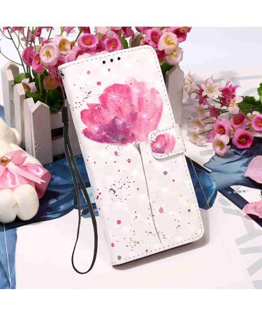 Samsung Galaxy A13 5G Wallet Case - Red Flower 3D Shiny PU Leather Card Holder - Buy Online on SooperMarket.com