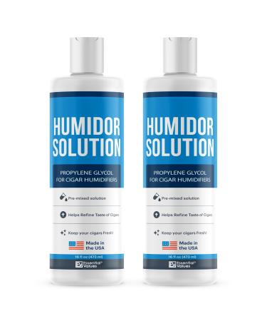 Essential Values Propylene Glycol for Cigar Humidifiers - Cigar Humidor Solution (1 Pack) 16oz Propylene Glycol Solution (PG Solution) For Humidifiers Accessories and Supplies 1 Pound (Pack of 2)