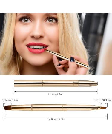 Retractable Dual End Lip Makeup Brush | Portable Lipstick & Concealer Brushes - Gold - Buy Online on SooperMarket.com