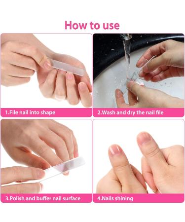 Crystal Glass Nail Shiner Set with Nano Nail File - 4 Pieces, White and Black Flat End - Includes Case for Natural Nails - Buy Online on SooperMarket.com