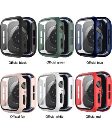 6 Pack Apple Watch Series 3 42mm Hard Case with Built-in Tempered Glass Screen Protector - Thin Bumper Full Coverage Bubble-Free Cover - Black/Deep Blue/White/Red/Pink/Green - Buy Online on SooperMarket.com