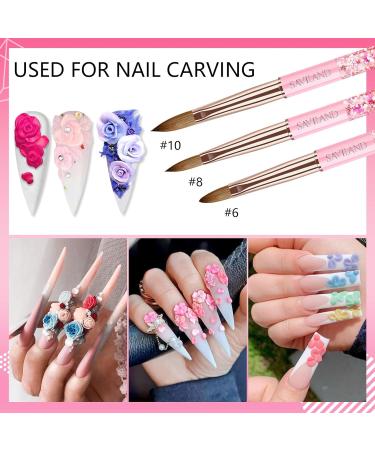 Saviland 6PCS Acrylic Nail Brush Set - Pink Gradient Handle, Sizes 6/8/10/12/14/16 - Ideal for Acrylic Nails, Powder & Nail Art - Beginner Friendly - Buy Online on SooperMarket.com