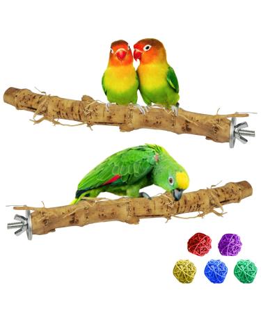 PINVNBY Natural Bamboo Bird Perch Stand Wooden Parrot Perch Stand Birds Cage Paw Grinding Exercise Stick Accessories for Budgies, Lovebirds, Medium Parrots(2 PCS )