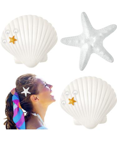 4 Pieces Starfish Hair Clip Mermaid Crown Mermaid Hair Accessories Mermaid Hair Clips Resin Sea Star Hairpins Pretty Beach Hairpin Hair Barrettes Mermaid Accessories for Women Girls(Starfish, Shell)