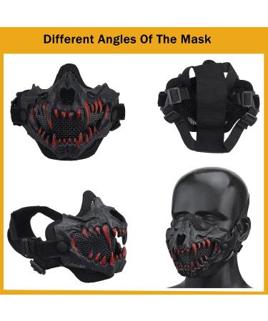 Airsoft Mesh Skull Mask for Halloween Cosplay & Paintball - Black - Buy Online on SooperMarket.com