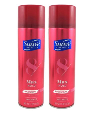 Suave Essentials Hairspray Max Hold 8 Unscented 11 Ounce (Pack of 2)