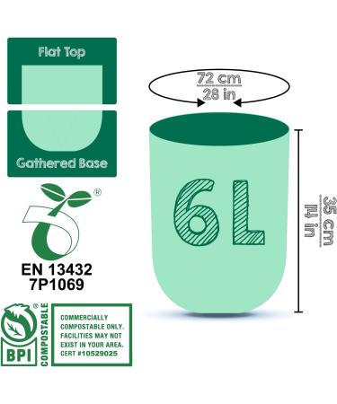 Greener Walker 1.6 Gallon Compostable Trash Bags - 120 Bags | ASTM D6400 BPI Biodegradable Food Waste Bags - Buy Online on SooperMarket.com