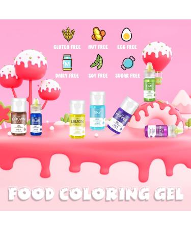 10-Pack Food Color Gel - Sugar-Free Concentrated Colors for Baking Cakes Cookies Macarons & DIY Projects - 10ml Each - Buy Online on SooperMarket.com