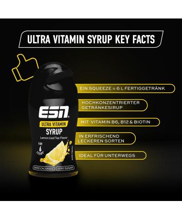 ESN Ultra Vitamin Syrup 65ml - Lemon Iced Tea Flavor for 6 Liters of Refreshing Vitamin-Infused Beverage - International Shipping Available - Buy Online on SooperMarket.com
