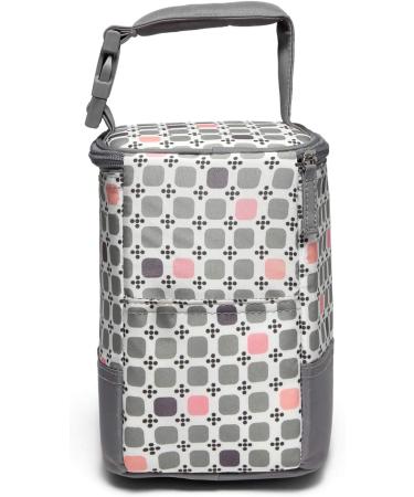 LCY Insulated Baby Bottle Cooler Bag | Holds 4 Bottles | Grey & Pink Dots - Buy Online on SooperMarket.com