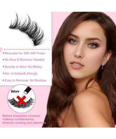 VEROA Magnetic Eyelashes With Applicator - Natural Look Cat Eyemagnetic Lashes Without Eyeliner - Reusable Magnetic Eyelashes Lightweight Waterproof Easy To Wear(Black) - Buy Online on SooperMarket.com