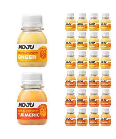 MOJU Health Shots - Vitality Pack (24x60ml) 12x Ginger & 12x Turmeric Shots Immune Support Exercise Recovery No Added Sugar or Sweeteners Vegan Vitality 1 count (Pack of 24)