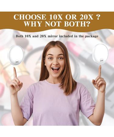 3.5 Inch Round 10X & 20X Magnifying Mirror for Makeup, Eyebrow Tweezing, Blackhead Removal - Includes 2 Suction Cups and Scissors (White) - Buy Online on SooperMarket.com