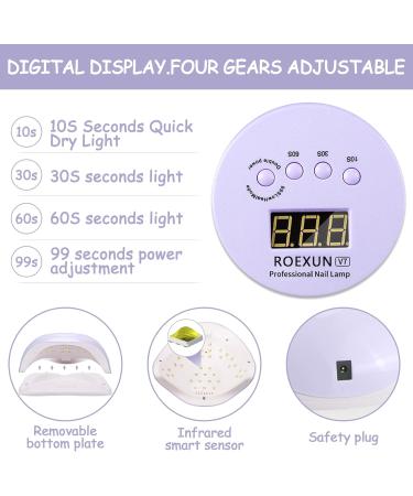 Roexun 168W UV LED Nail Lamp - Portable USB Nail Dryer for Gel Polish with Auto Sensor & 4 Timer Settings | Perfect for Fingernail & Toenail Care - Buy Online on SooperMarket.com