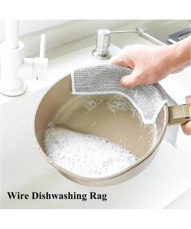 Multipurpose Wire Dishwashing Rags for Wet and Dry Multifunctional Non-Scratch Wire Dishcloth Double Stainless Steel Scrubber All-Purpose Wire Dishwashing Rag Remove Stubborn Stains (10pcs) - Buy Online on SooperMarket.com