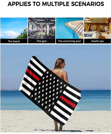 PakiInno Red Line American Flag Respect Firefighter Towels Set - Soft & Absorbent Bath Towels for Fitness, Sports & Travel - 3 Piece Set - Independence-035pak1714 - Buy Online on SooperMarket.com