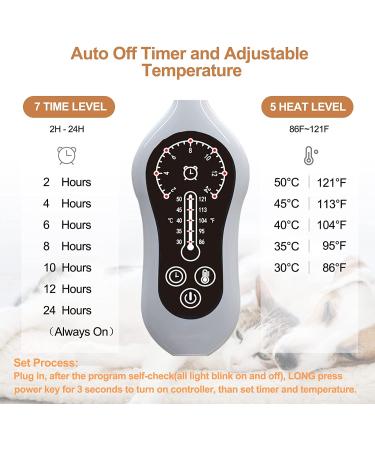 Adjustable Pet Heating Pad | Timer & Chew Resistant Cord | Waterproof Blanket for Cats & Dogs | 15X18 Beige - Buy Online on SooperMarket.com