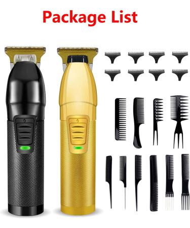 Professional Cordless Hair Clippers Set for Men - Rechargeable with 10 Styling Combs | 2 Pieces Black Gold - Buy Online on SooperMarket.com