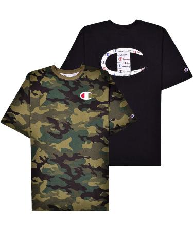 Mens Big and Tall T-Shirts 2 Pack - Crewneck Mens Tee Big & Tall Clothing - 3X Tall - Fig Camo Black - Buy Online on SooperMarket.com