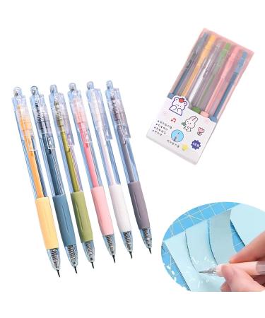Utility Knife Pen,Cartoon Pattern Student Pen Knife, 6 Colorscraft Cutting Tool Paper Pen Cutter,With Refillable Tungsten Steel Cutter Head Refill
