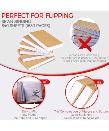 14 Pack Blank Flipbooks - 840 Sheets (1680 Pages) for Animation & Sketching | 120GSM No Bleed Drawing Paper - Sewn Binding | 4.5 x 2.5 - Buy Online on SooperMarket.com