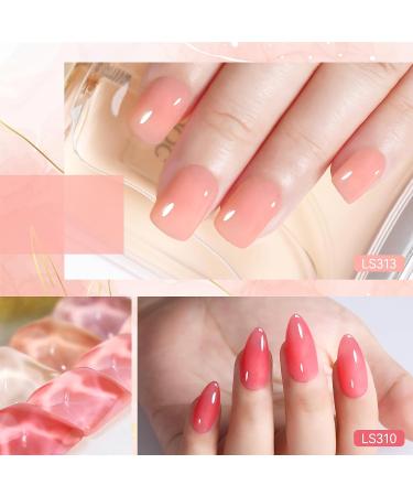 YTD Likomey Nude Gel Nail Polish Kit - 8 Colors Translucent Neutral Jelly Sheer UV Set | White Pink Glitter | 7.5ml Multicolor - Buy Online on SooperMarket.com