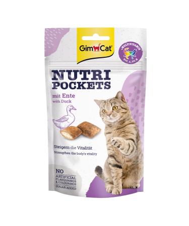 Gimcat Nutri Pockets with duck - crispy cat snack with creamy filling and functional ingredients - 1 bag (1 x 60 g) 60 g (1 Pack) duck