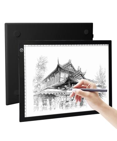 RTjoy A4 LED Light Pad  USB Powered Drawing Board  Adjustable Brightness Tracing Box Ideal for Diamond Painting  Weeding Vinyl  Viewing Slides  Stenciling  Embossing  Quilting Stencils (Black) A4 Light Pad (Black)