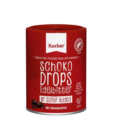 Xucker chocolate drops noble bitter with xylitol -chocolate sugar replacement -Vegan chocolate drops -sugar -reduced sweets for baking (min. 75% cocoa content / 200g) |200 g (1 Pack)