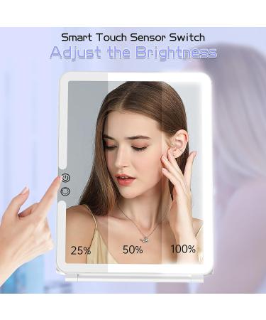 Rechargeable Travel Makeup Mirror with 10X Magnifying Mirror - Portable Lighted Cosmetic Mirror for Travel & Office - 3 Light Modes - Touch Screen Dimming - White - Buy Online on SooperMarket.com