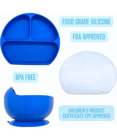 O'doe Baby Weaning Set (14 Pcs) | Silicone Suction Plate and Bowl | Self-Feeding Utensils, Spoons, Bibs | Toddler Food Plate Kit | Blue - Buy Online on SooperMarket.com