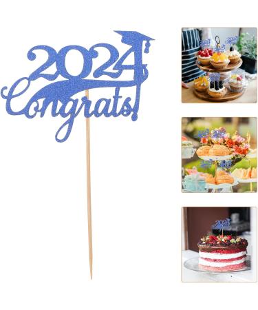 Alipis 15pcs 2024 Graduation Cupcake Toppers Glitter Graduation Cap Cake Toppers Congrats Grad Centerpiece Sticks 2024 Graduation Theme Party Cake Decorations Blue - Buy Online on SooperMarket.com