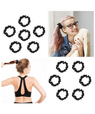 Lusofie 12Pcs Black Satin Hair Scrunchies - Elastic Silk Hair Ties for Women and Girls - 2.36 Inch Ponytail Holder - Buy Online on SooperMarket.com