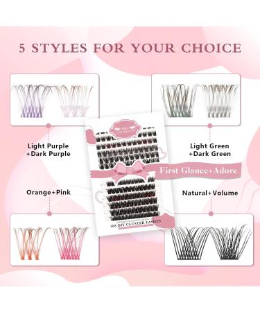 168 Pcs Mixed Cluster Lashes DIY Eyelash Extensions - First Glance+Adore D-Mix | Super Thin Band, Soft & Easy to Wear - Individual Lashes 10-16mm - Buy Online on SooperMarket.com