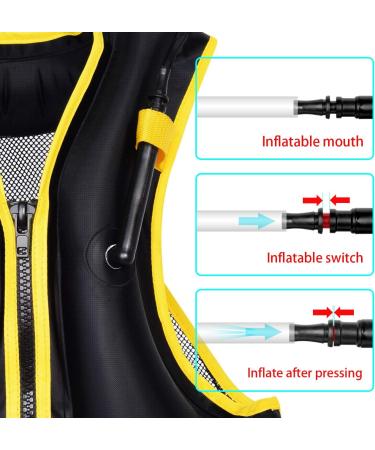 OMOUBOI Inflatable Snorkel Vest - Adult Swimming Jacket for Diving, Surfing & Water Sports (Black, 90-220lbs) - Buy Online on SooperMarket.com