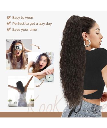 KooKaStyle 30 Inch Dark Brown Wavy Ponytail Extension - Clip-On Synthetic Curly Hairpiece for Women and Girls - Buy Online on SooperMarket.com