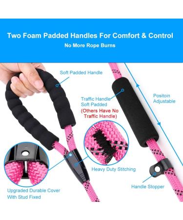PLUTUS PET Dog Slip Lead Anti-Choking 6ft Pink - Reflective Two Handles Heavy Duty Training Lead for Medium Large Dogs - Buy Online on SooperMarket.com